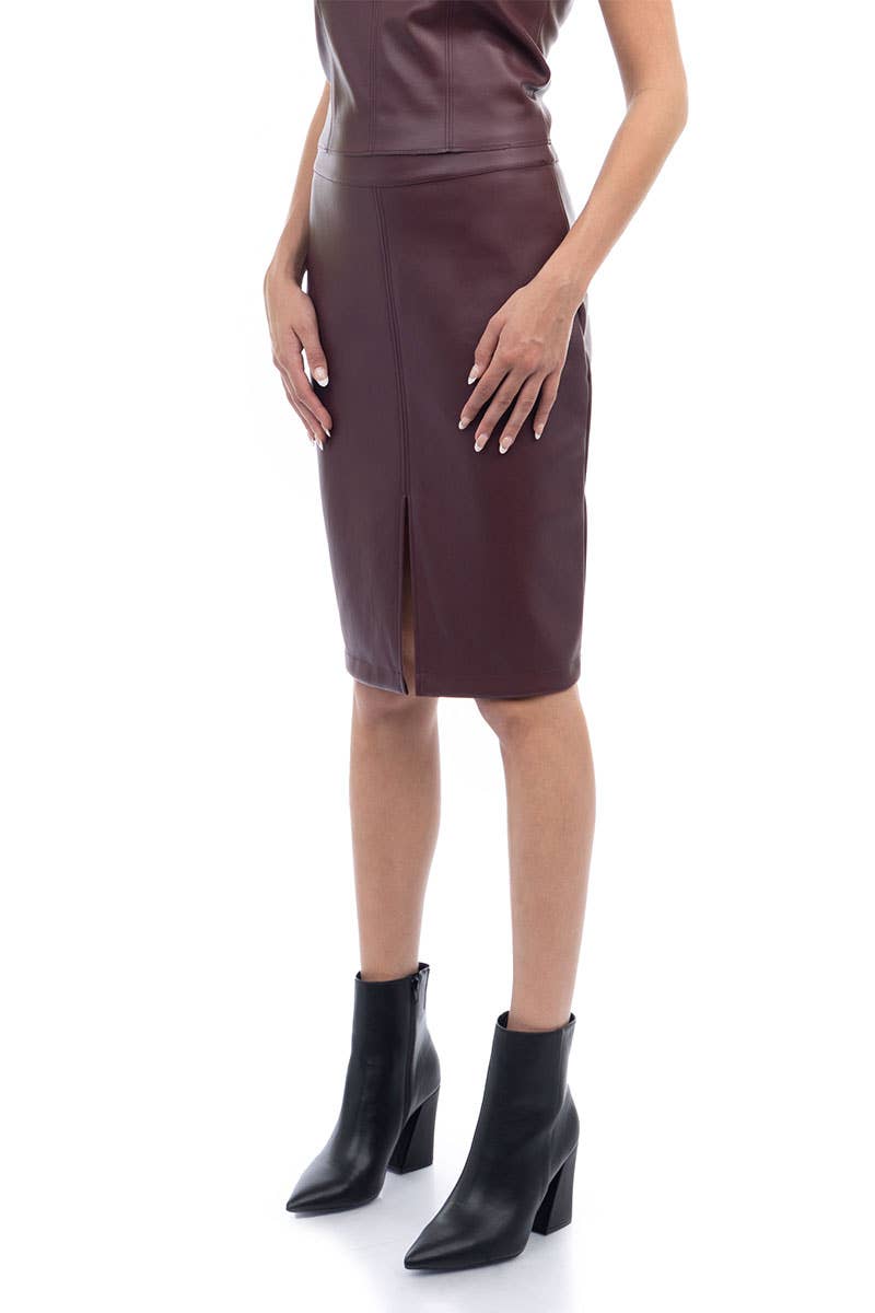 Nake Zebra Vegan Leather Pencil Skirt Black