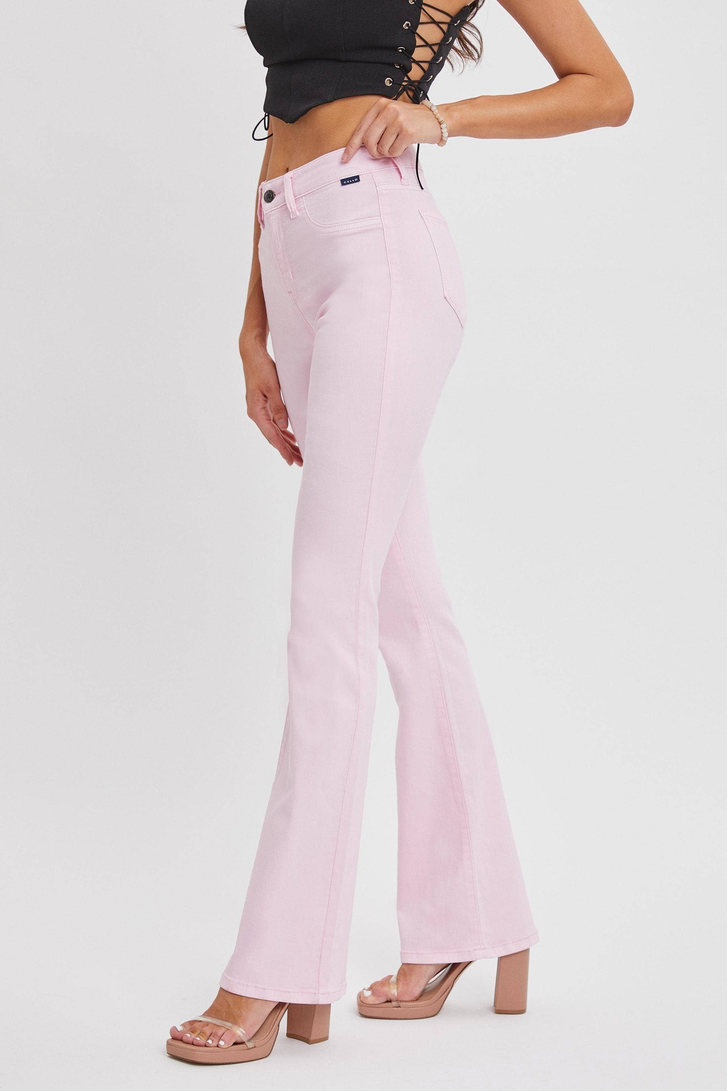 Cello Jeans - Strawberry Cream Flare with Clean Hem