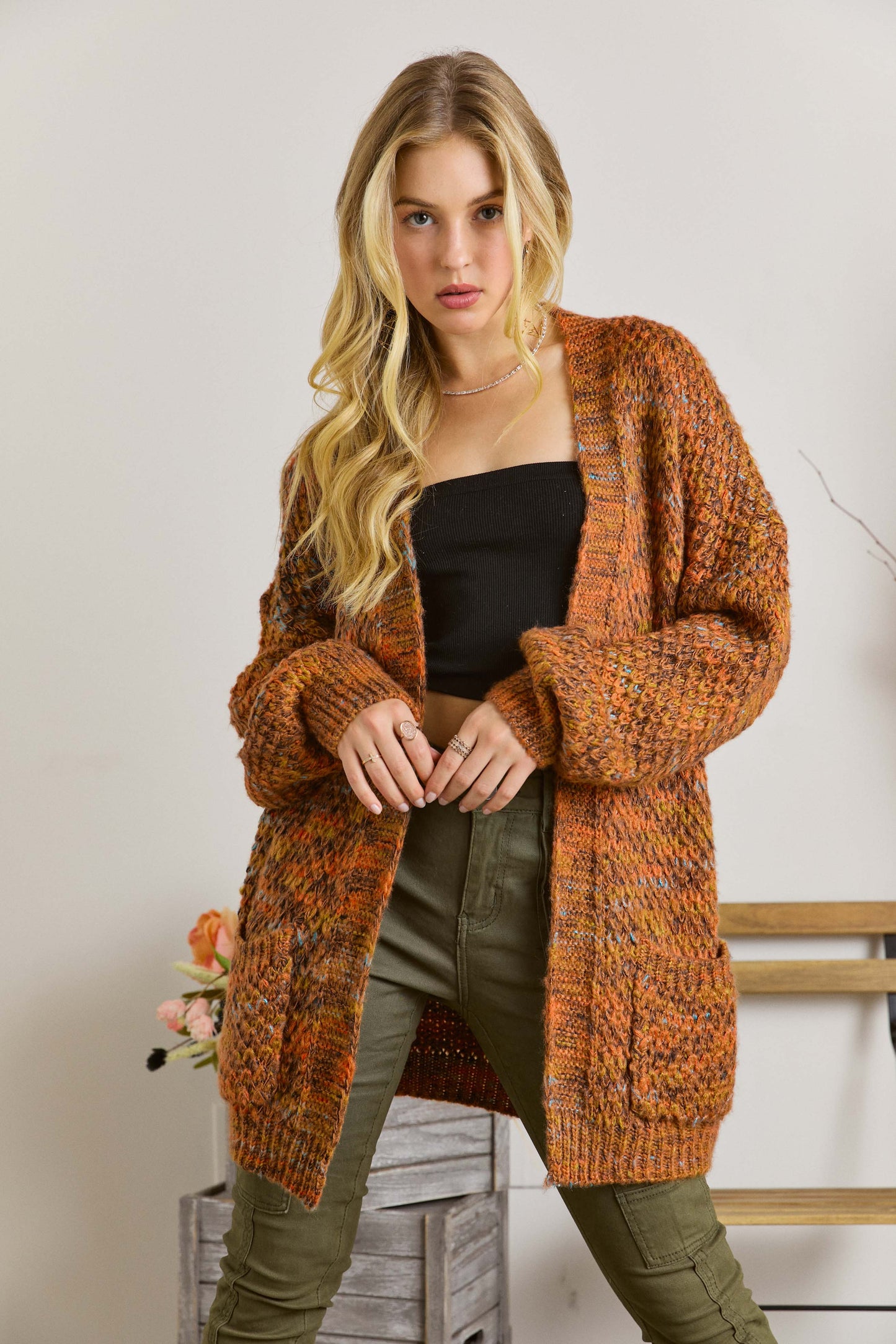 ADORA LA: COMFY KNITTED RUST SWEATER CARDIGAN