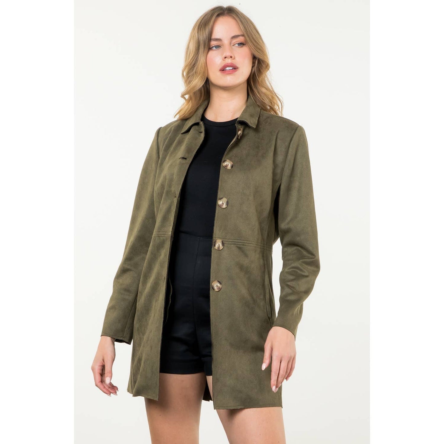 THML - Button Up Suede Coat