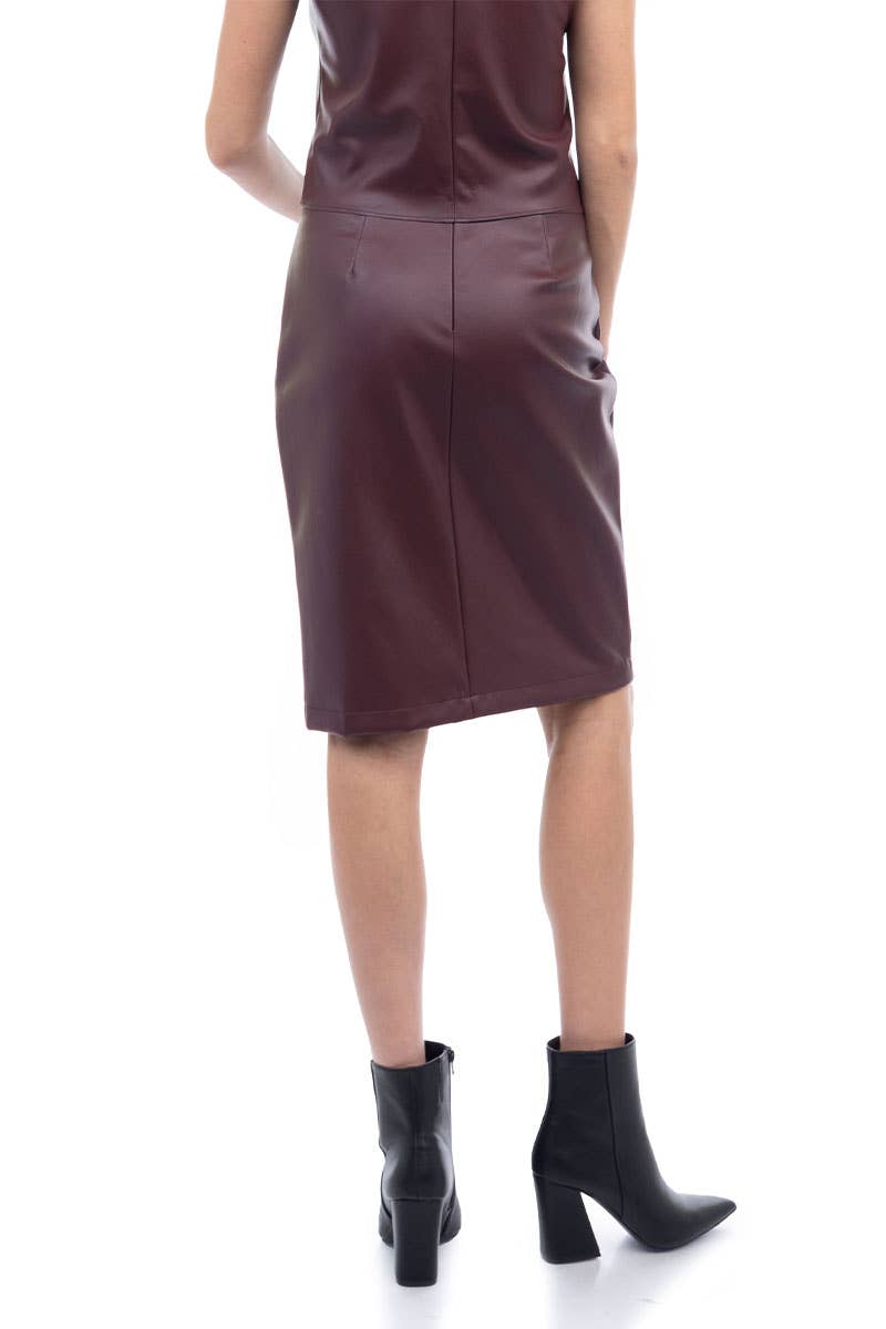 Nake Zebra Vegan Leather Pencil Skirt Black