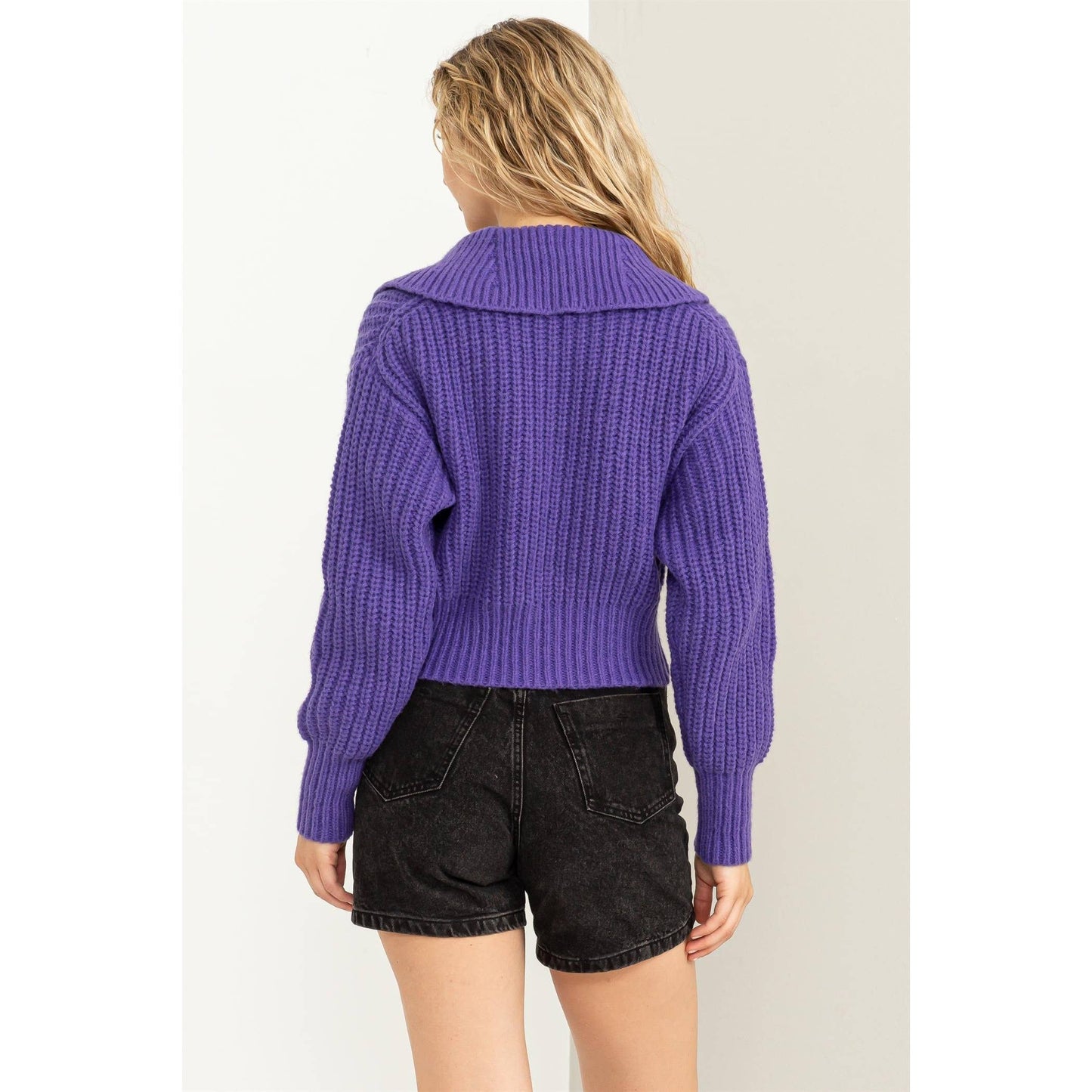SUGAR CRUSH COLLARED DOUBLE ZIP CARDIGAN: GRAY GREEN