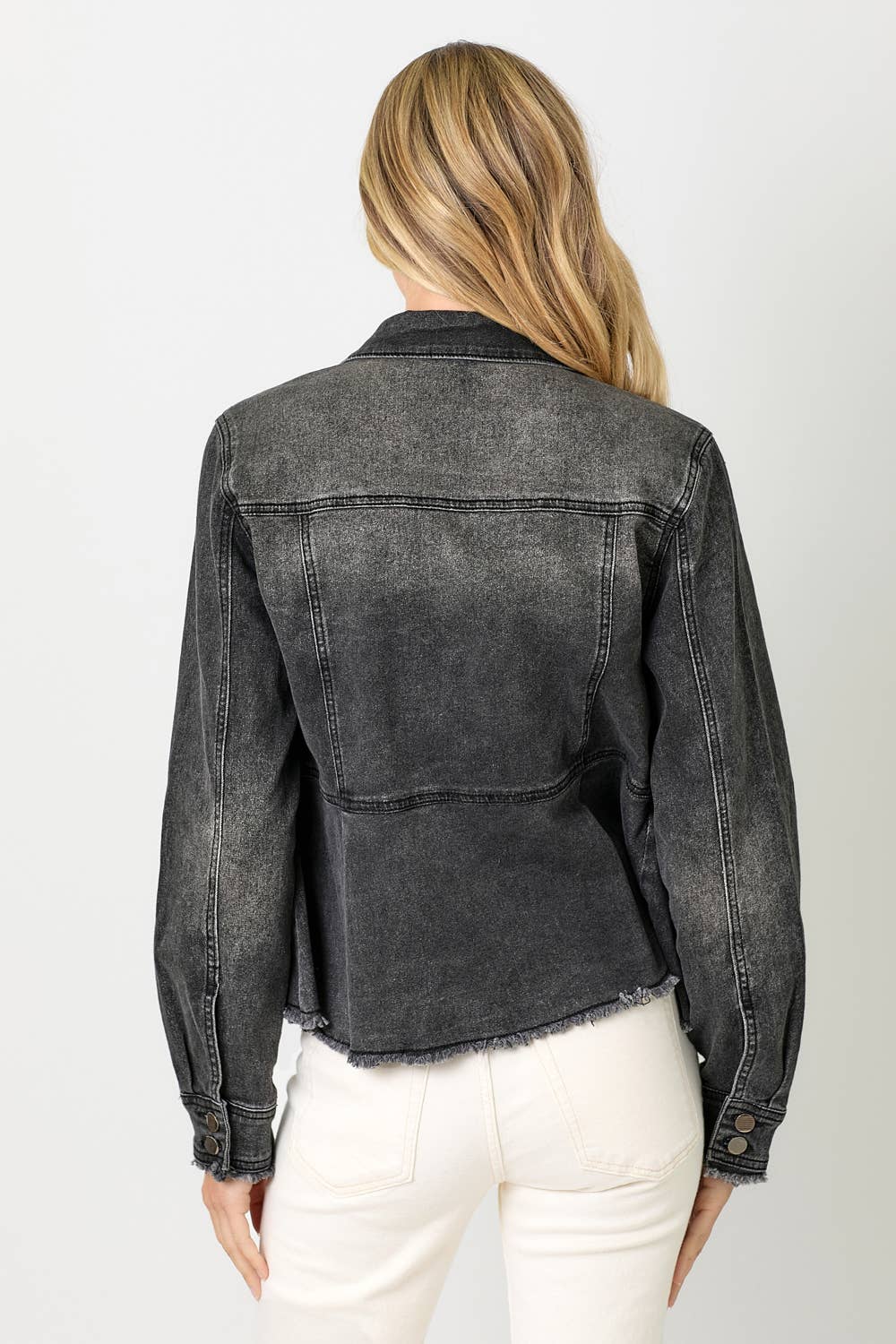 Mystree - Washed Denim Peplum Jacket
