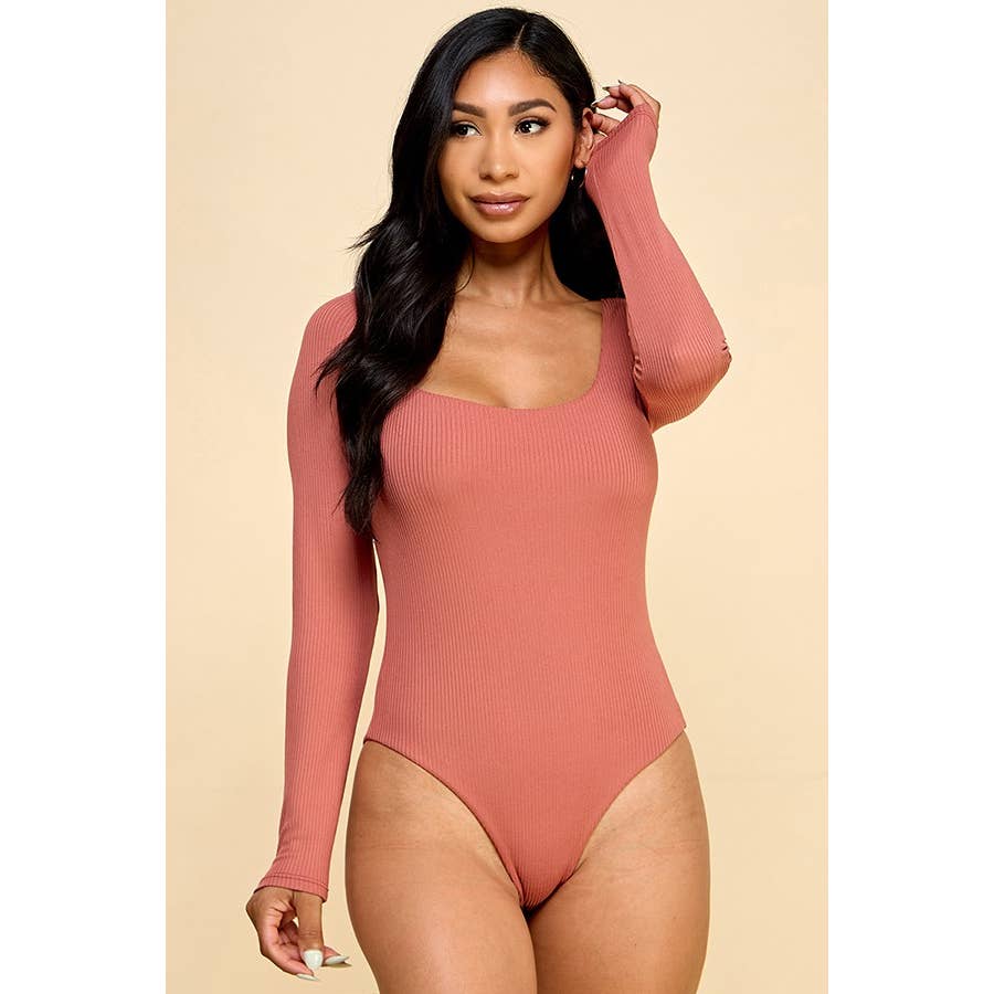 Faith Apparel: SQUARE NECK RED BODYSUIT: RIPE WINE