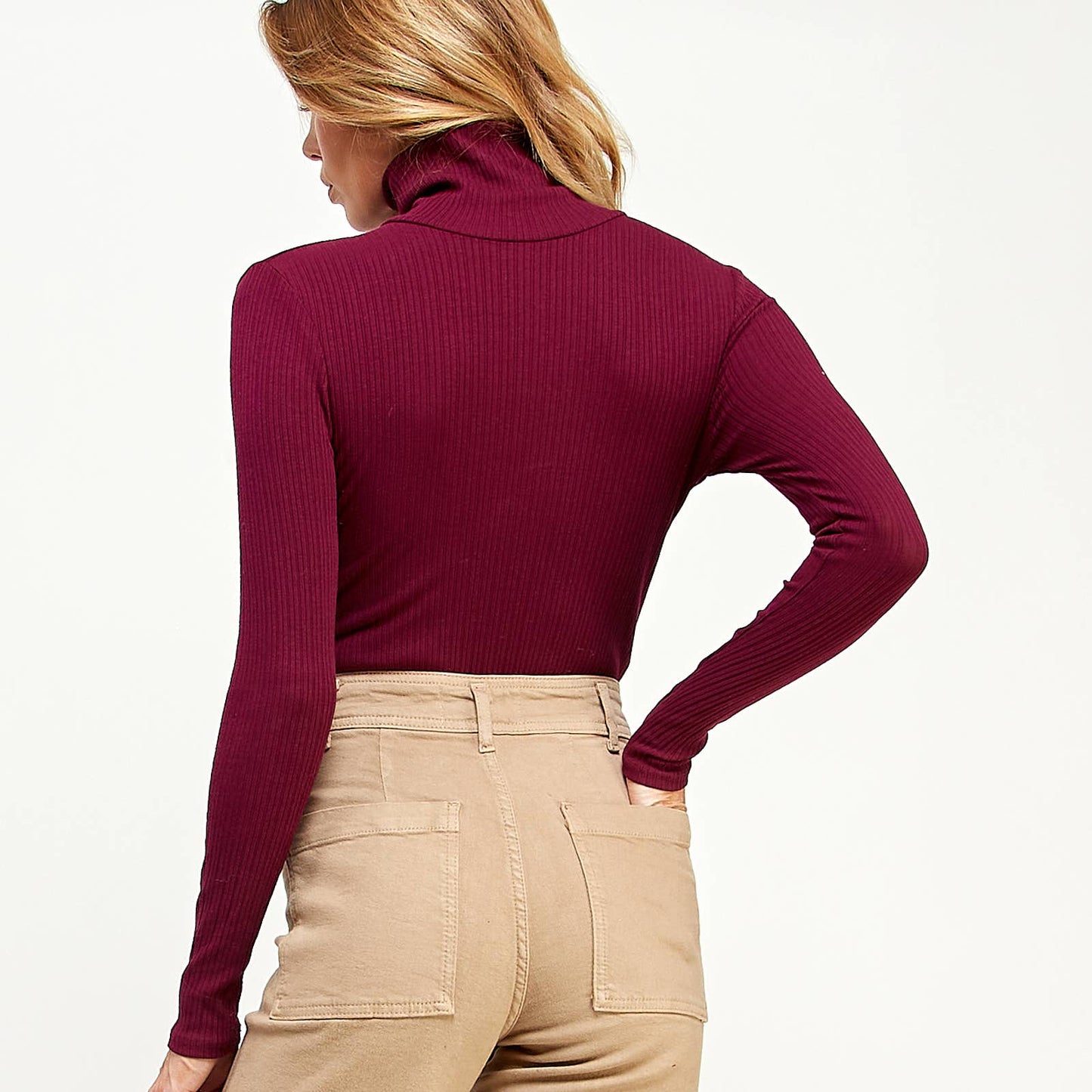 Freezia Grey -MULTI-RIBBED TURTLENECK MOCK NECK BODYSUIT