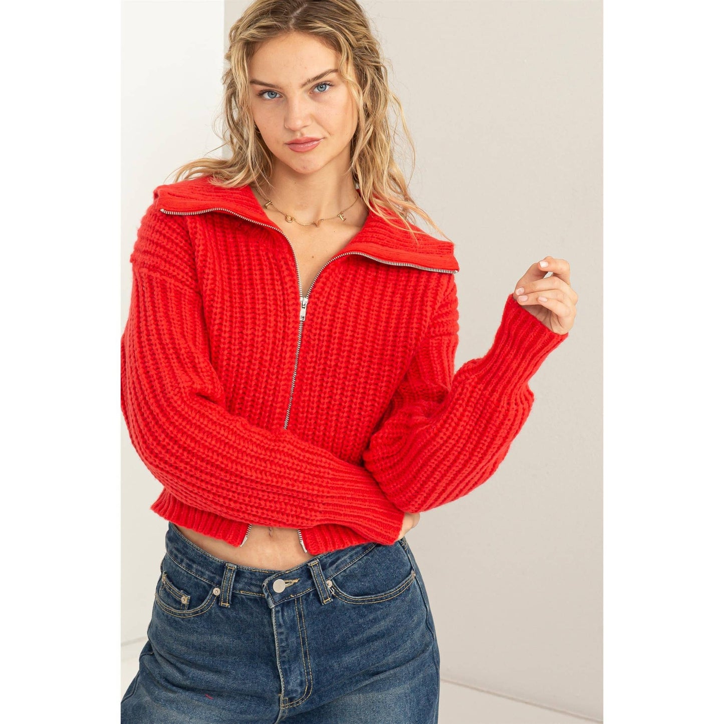 SUGAR CRUSH COLLARED DOUBLE ZIP CARDIGAN: CREAM