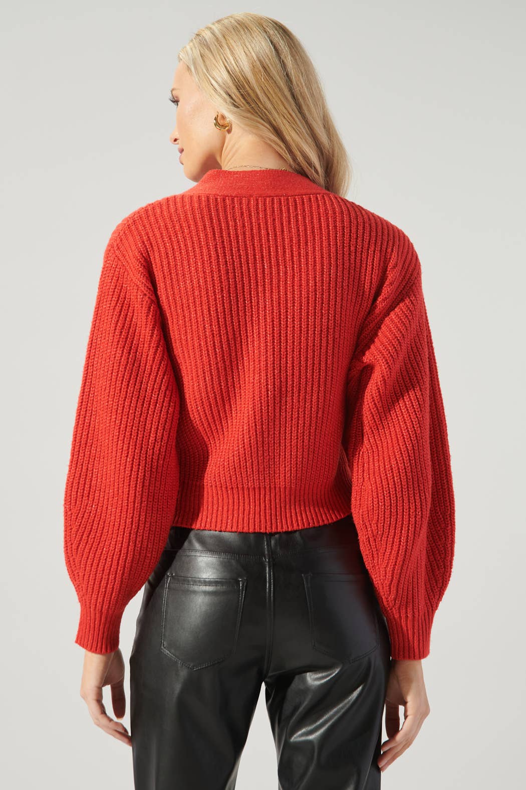 Carsyn Cropped Wrap Sweater Top: Red