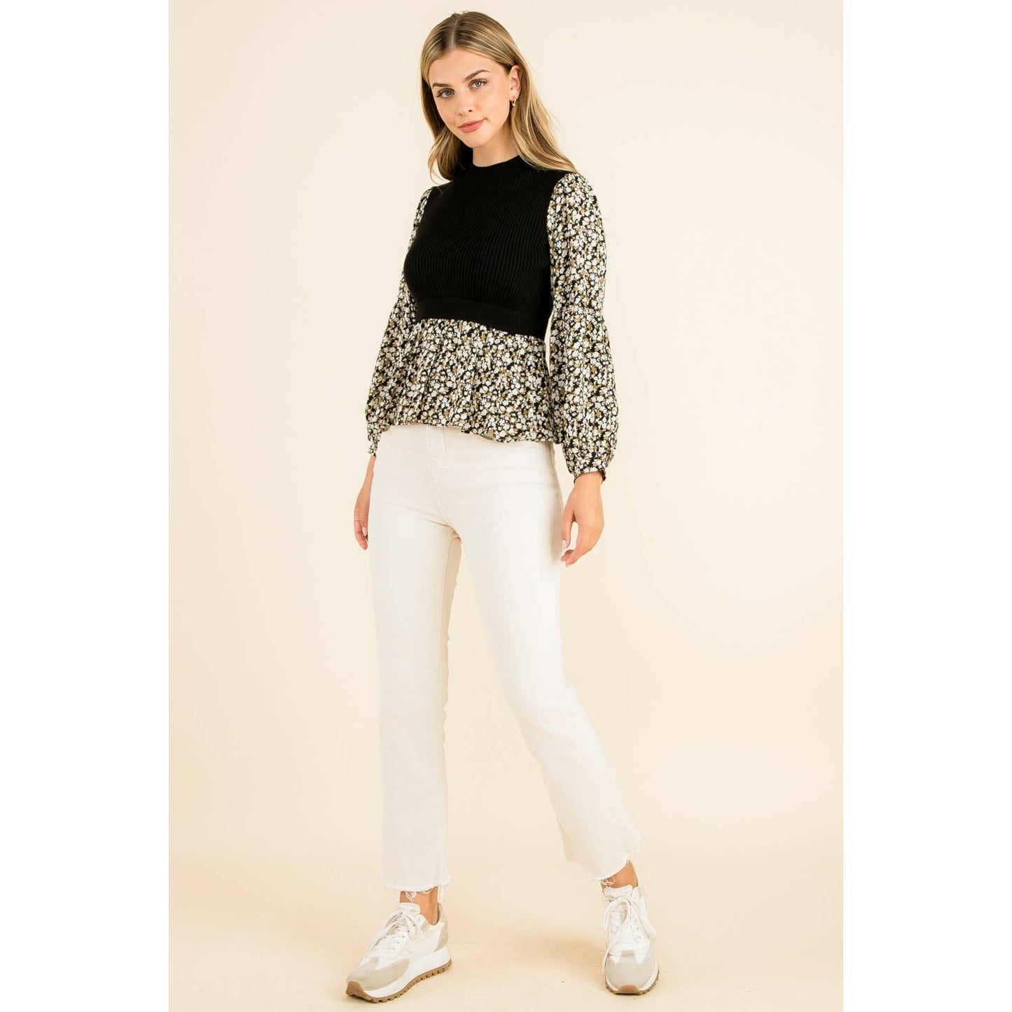 THML - Mixed Meedia Peplum Top