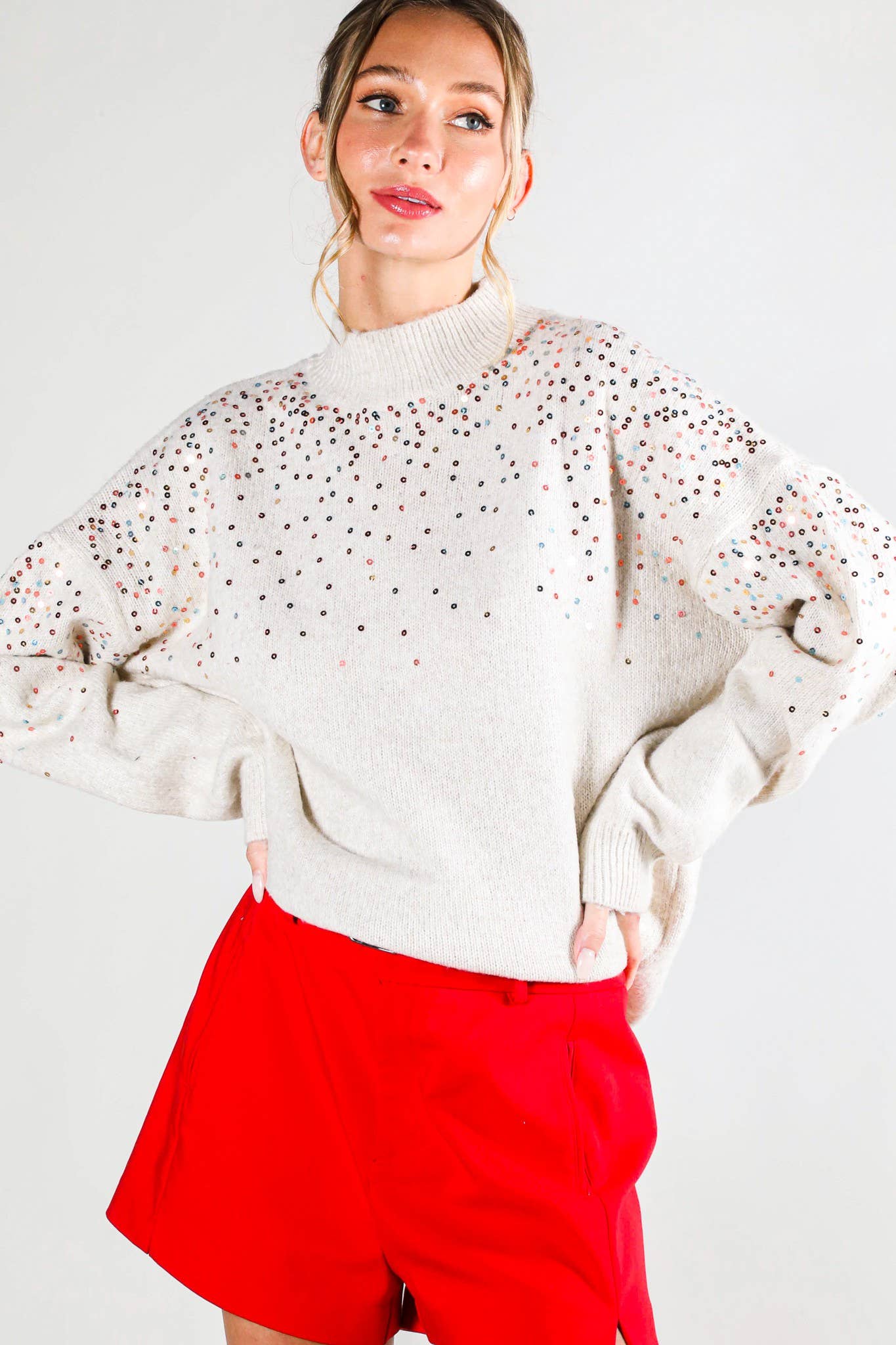 Vine&Love: Sequin detail grey sweater top