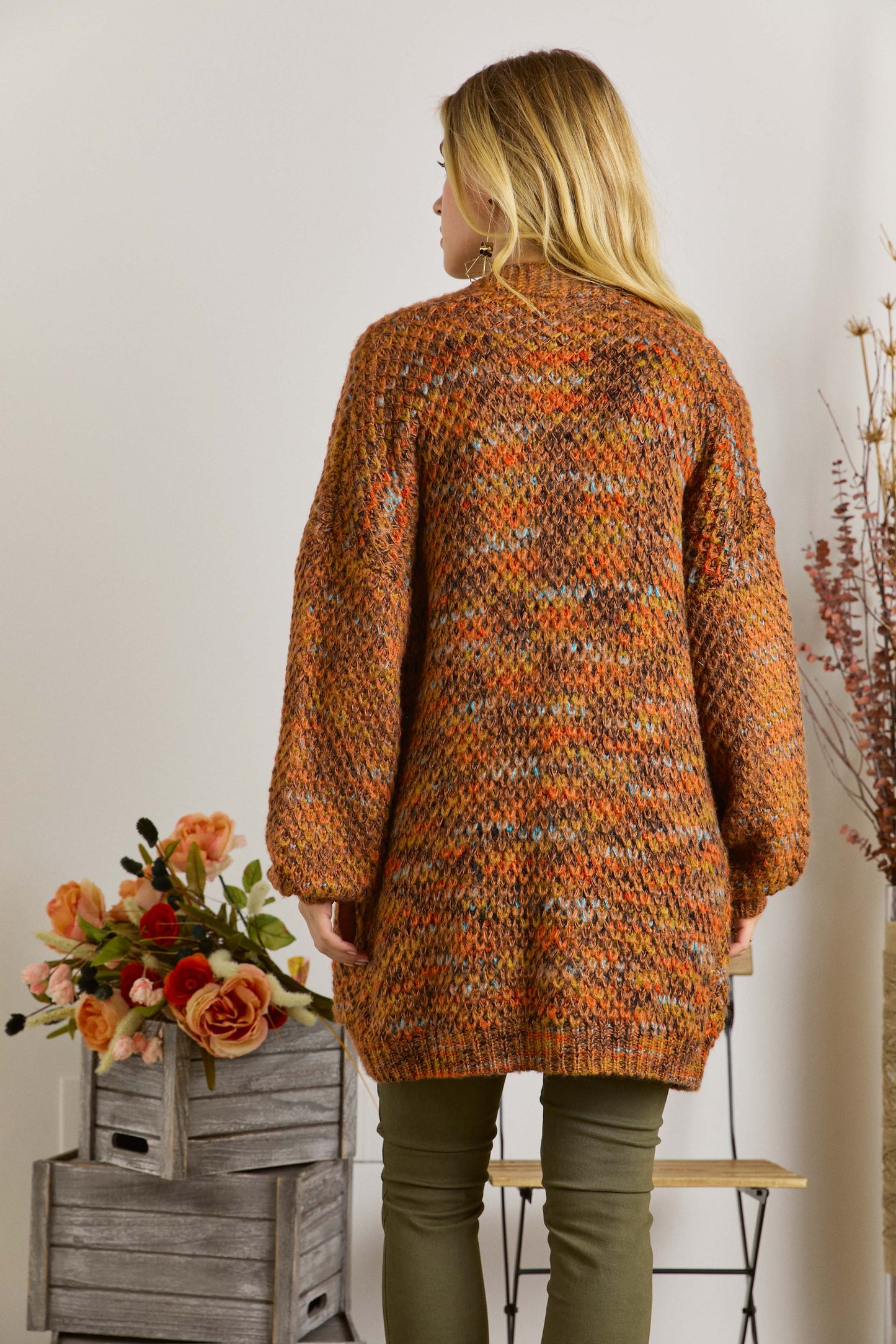 ADORA LA: COMFY KNITTED RUST SWEATER CARDIGAN