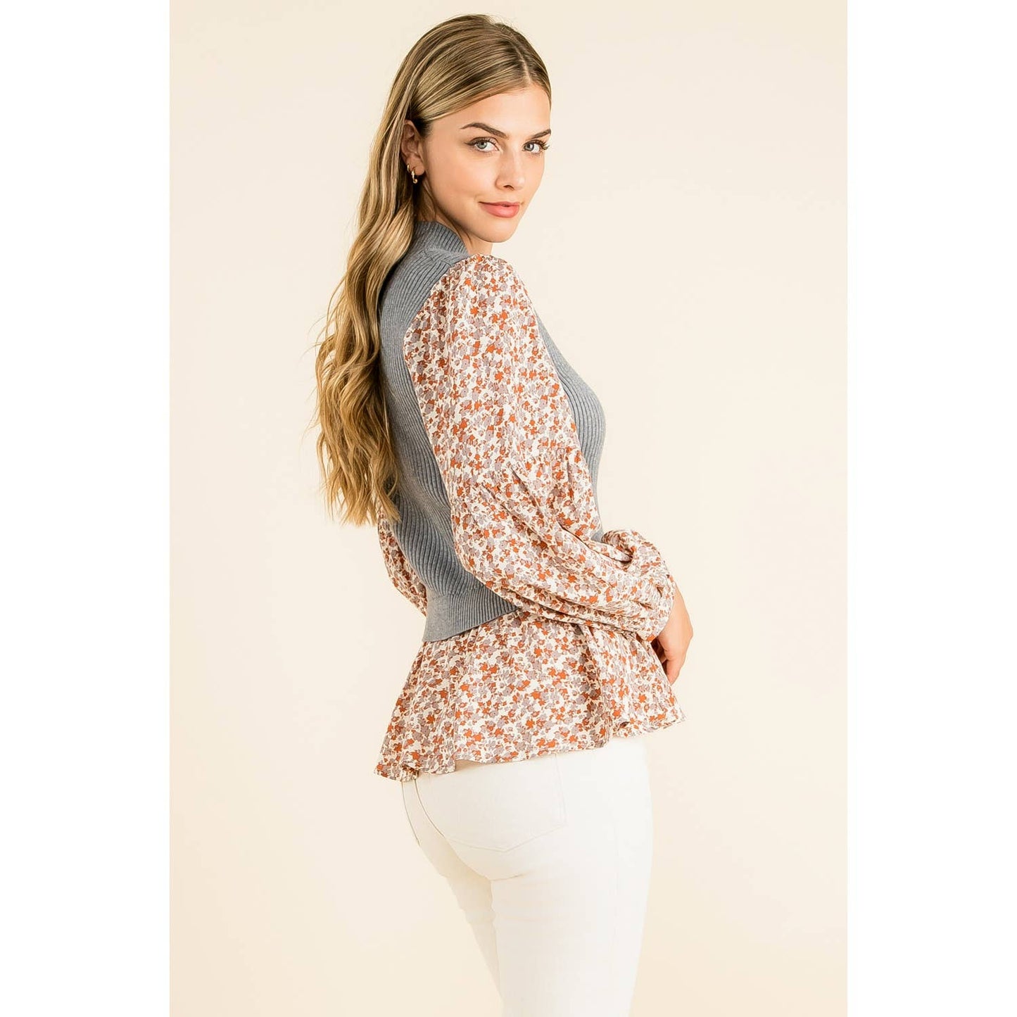 THML - Mixed Meedia Peplum Top