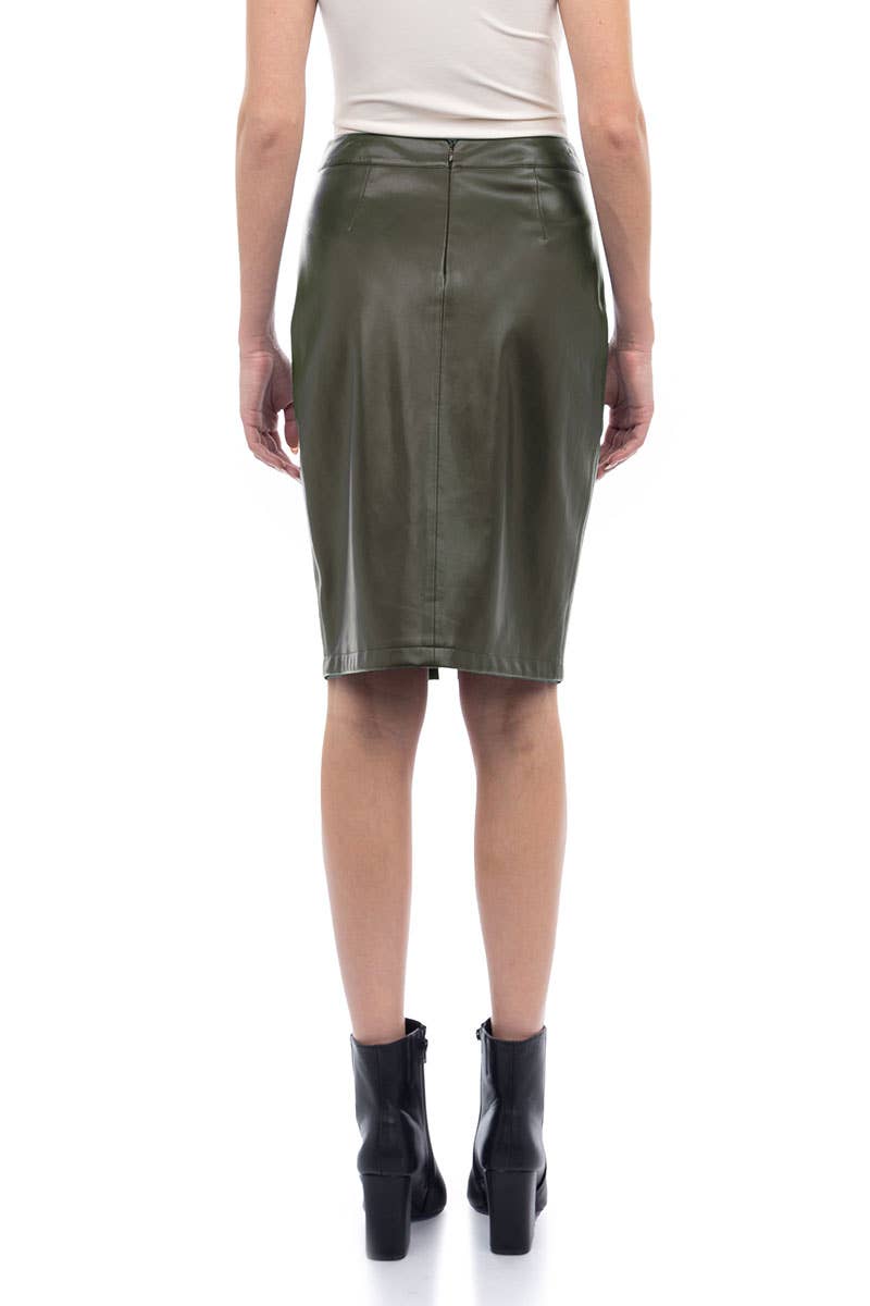 Nake Zebra Vegan Leather Pencil Skirt Black