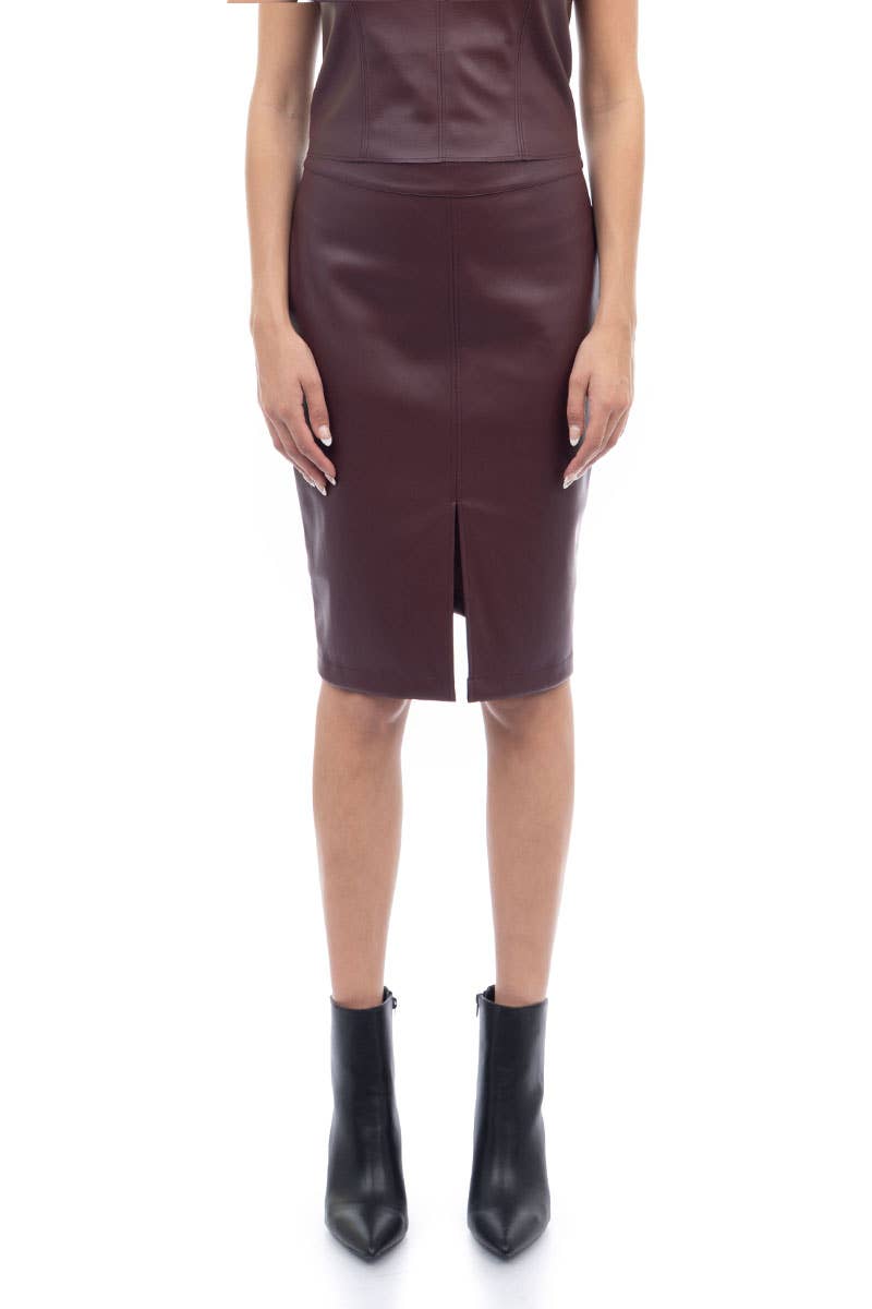 Nake Zebra Vegan Leather Pencil Skirt Black