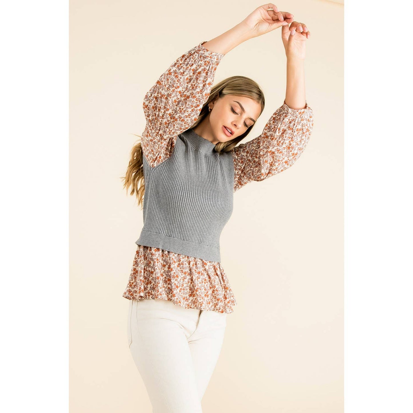 THML - Mixed Meedia Peplum Top