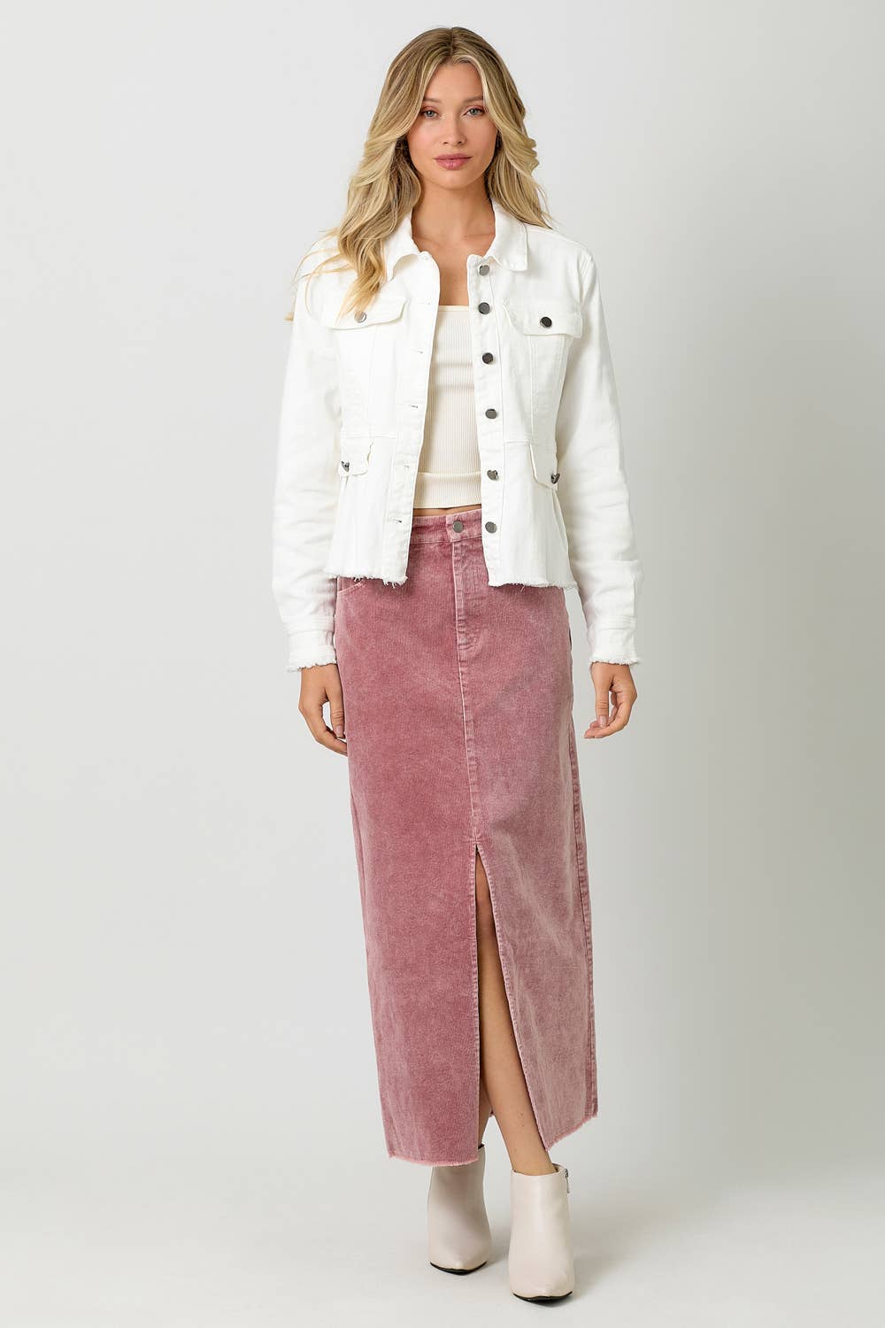 Mystree - Washed Denim Peplum Jacket