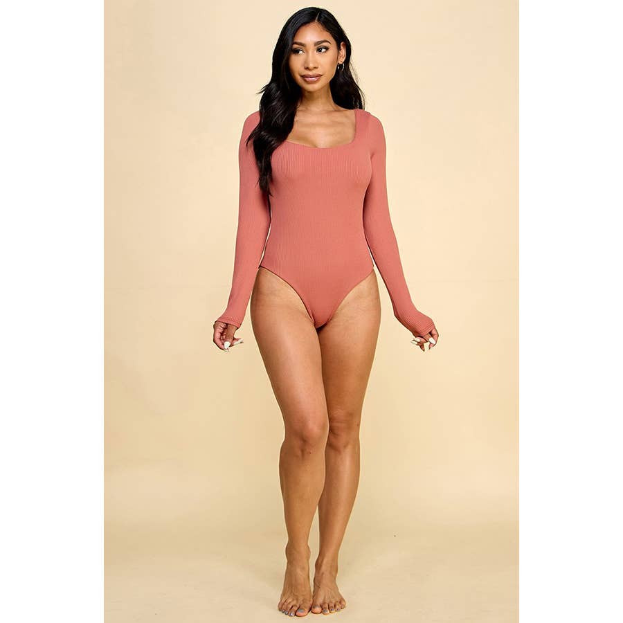 Faith Apparel: SQUARE NECK RED BODYSUIT: RIPE WINE