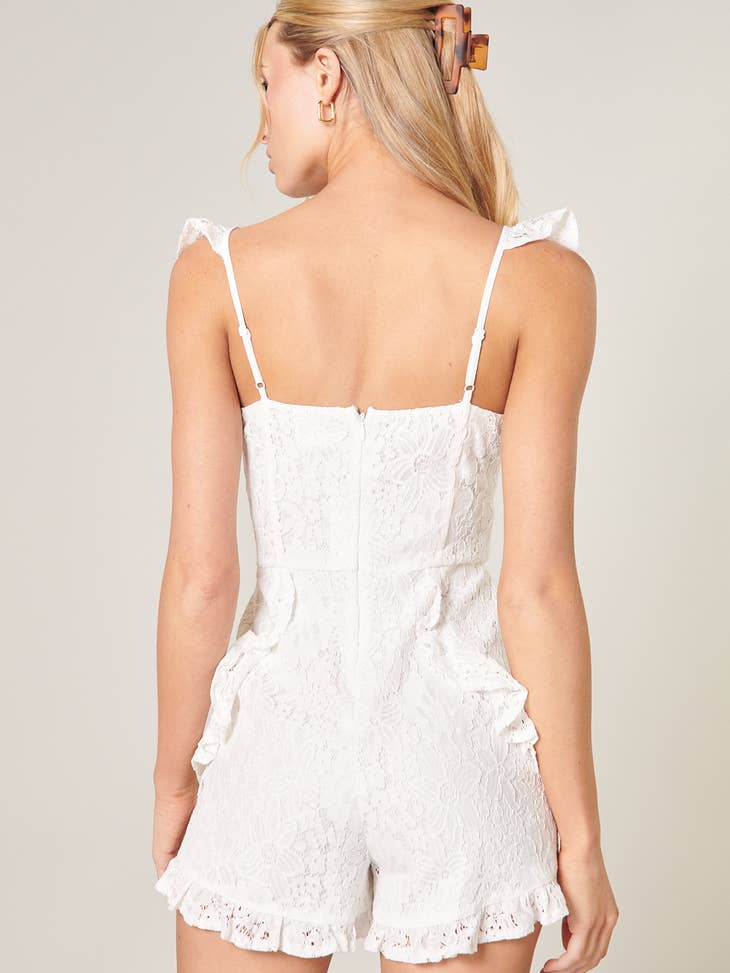 Sugarlips - Love Letter Ruffle Lace Romper White