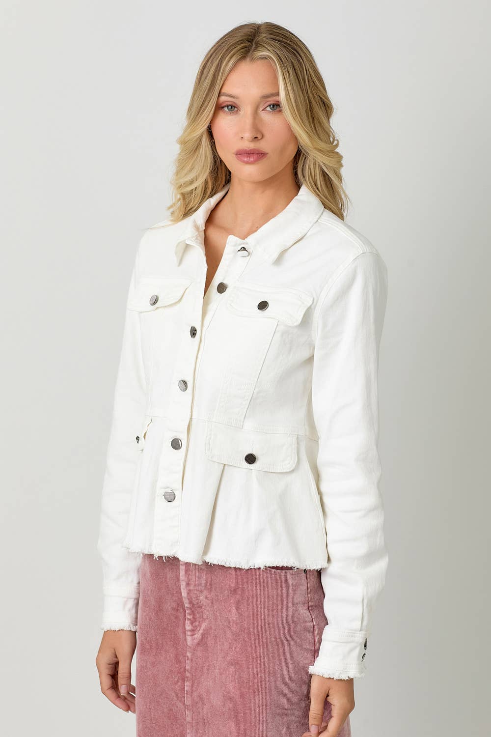 Mystree - Washed Denim Peplum Jacket