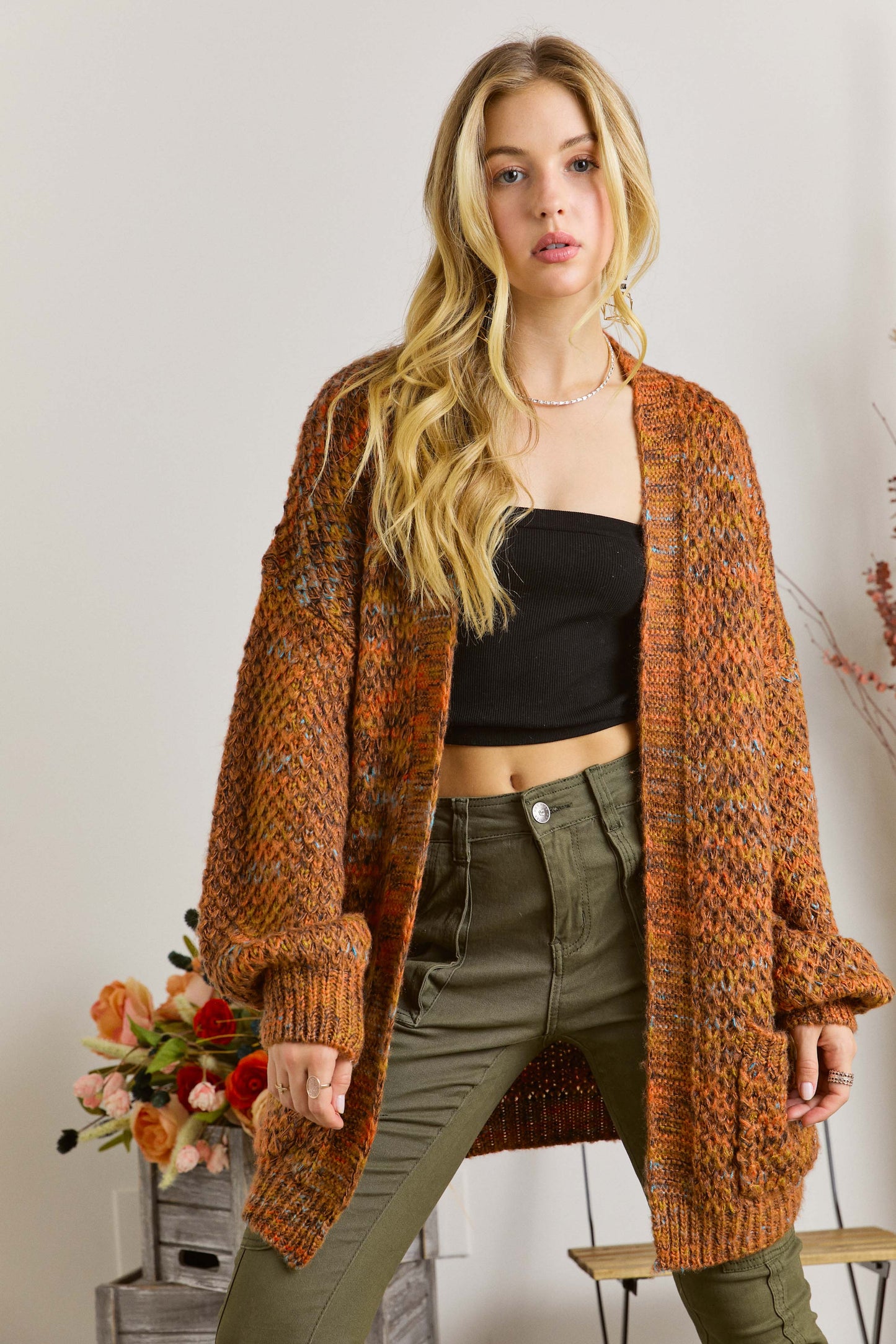 ADORA LA: COMFY KNITTED RUST SWEATER CARDIGAN