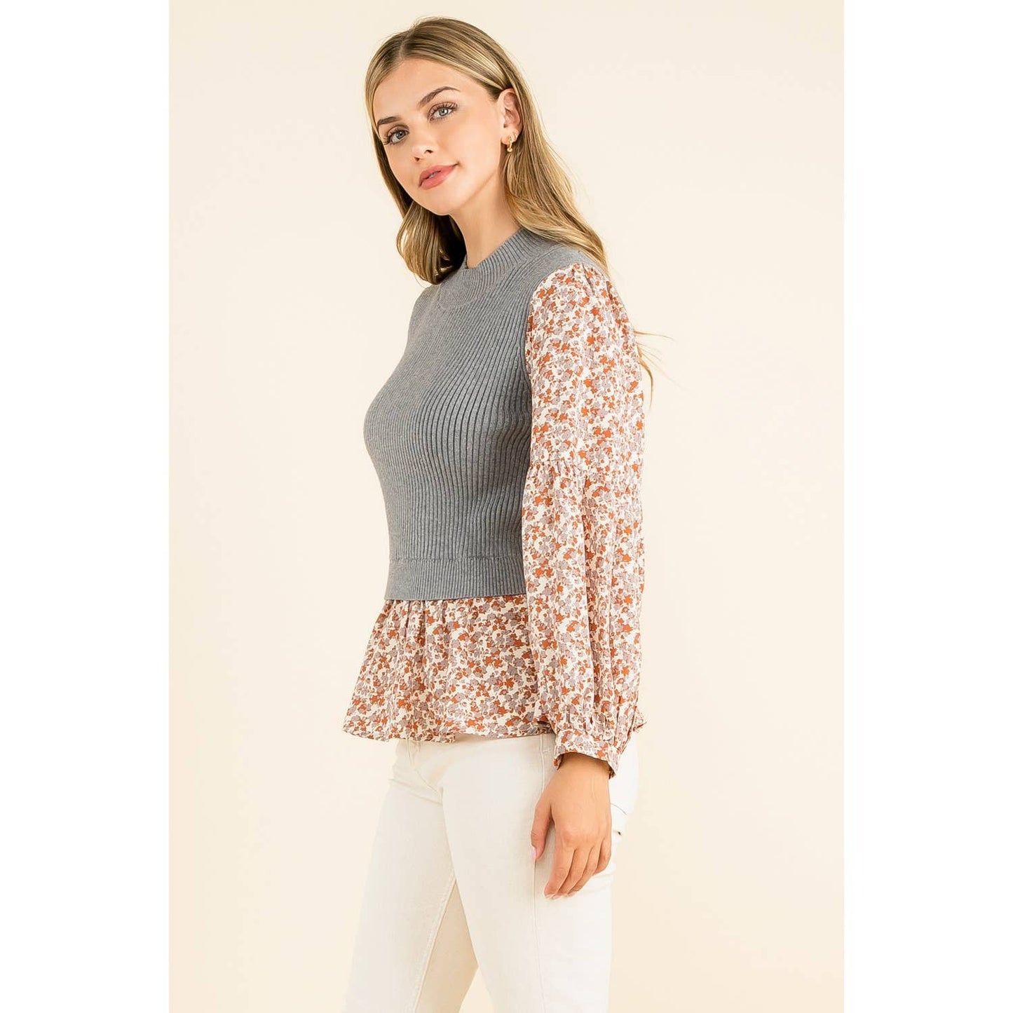 THML - Mixed Meedia Peplum Top