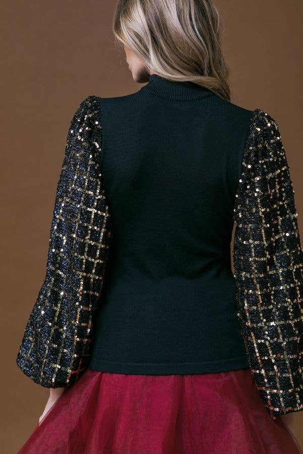 Flying Tomato: A sweater knit top BLACK/GOLD