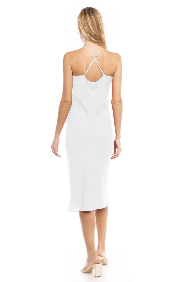 Naked Zebra Satin Halter Neck Midi Dress MIDNIGHT