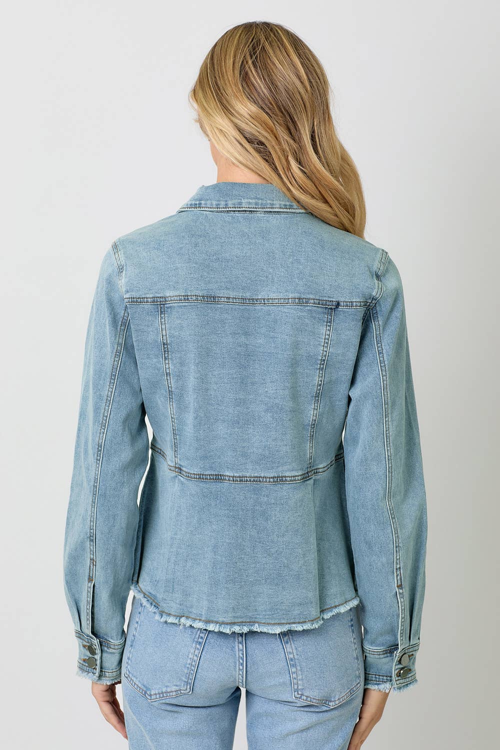 Mystree - Washed Denim Peplum Jacket