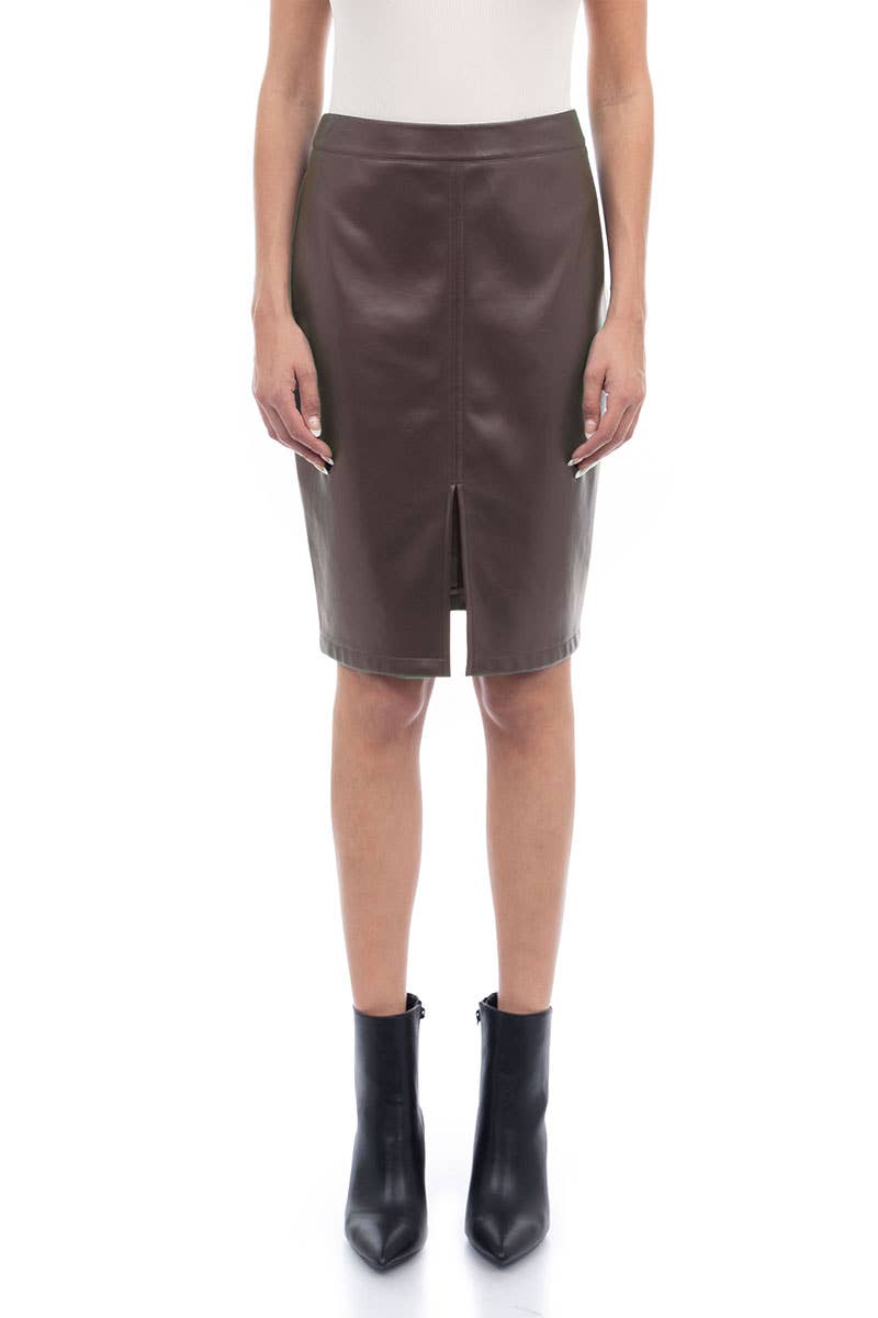 Nake Zebra Vegan Leather Pencil Skirt Black