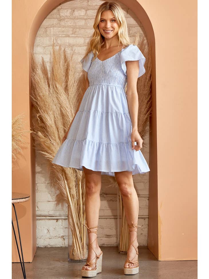 Andrée by Unit - Woven Babydoll Tiered Dress Light Blue