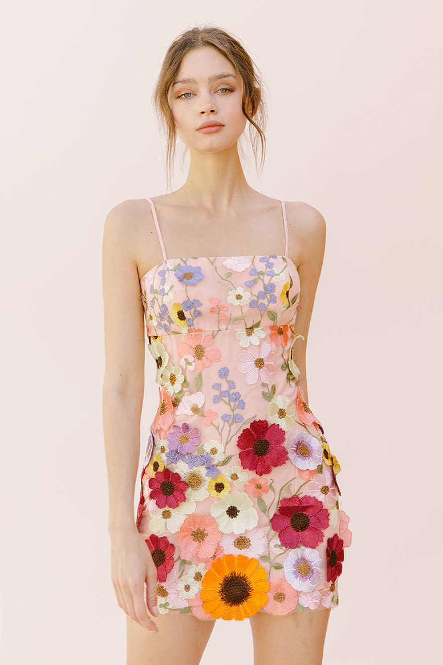 STORIA - Pink Multi Floral Collaged Mini Dress