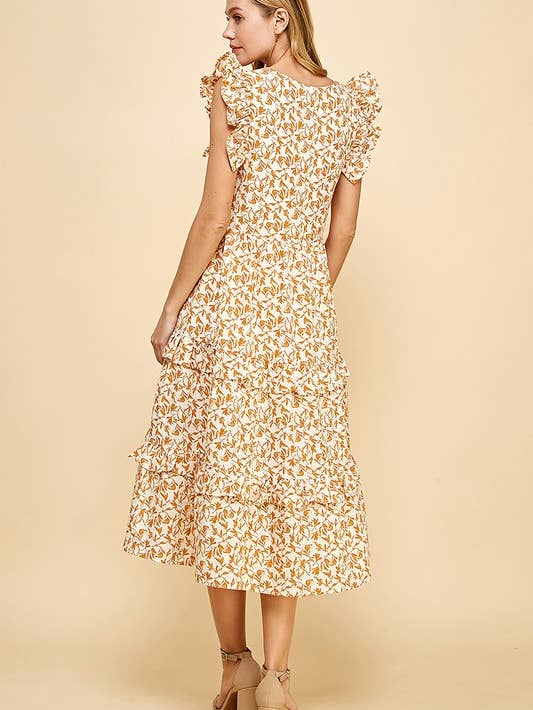 TCEC - Floral Print Ruffled Accents Dress