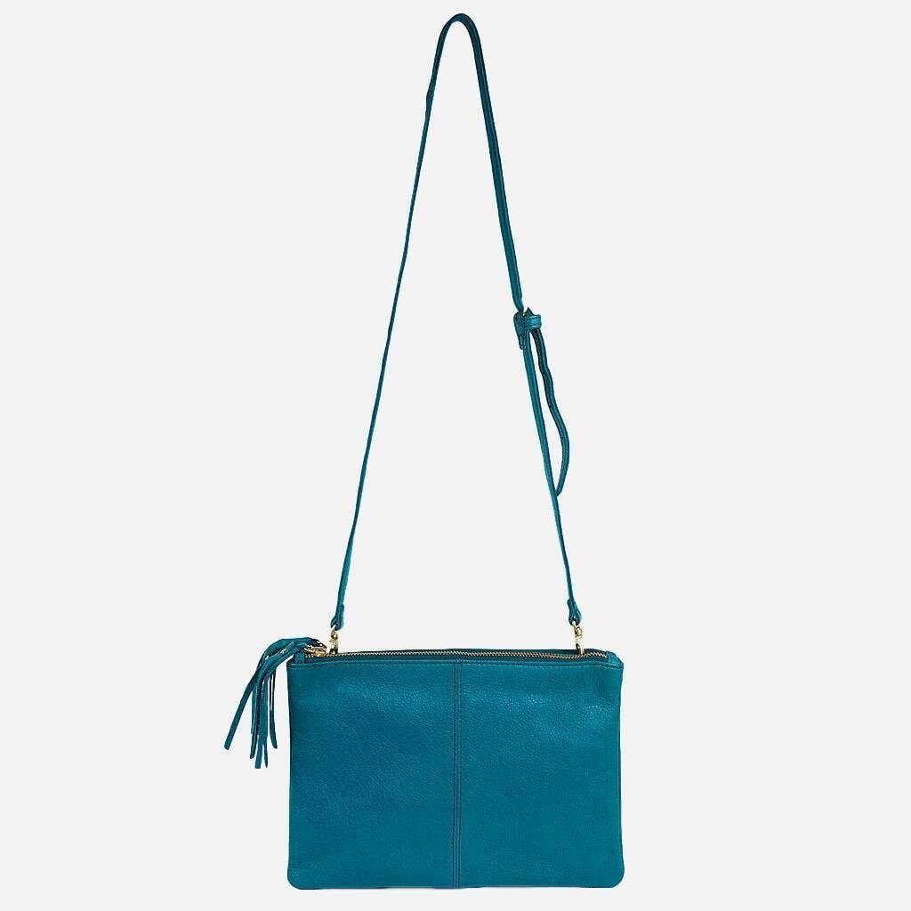 Amsterdam Heritage Petrol Double Zipper Crossbody Bag