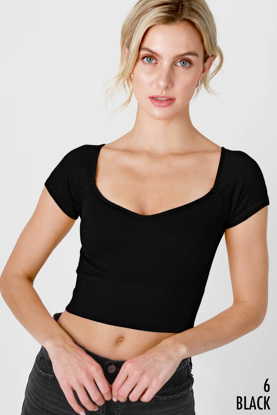 NIKIBIKI - Black Cap Sleeve Ribbed Crop Top