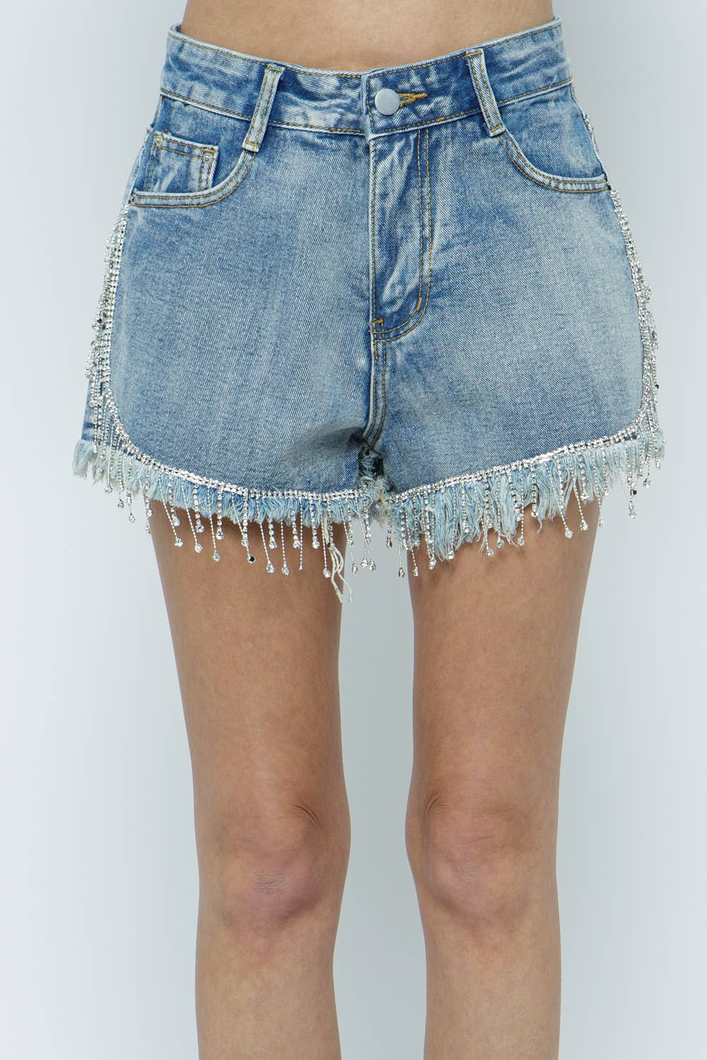 Blue B - Fringe and Rhinestone Denim Short