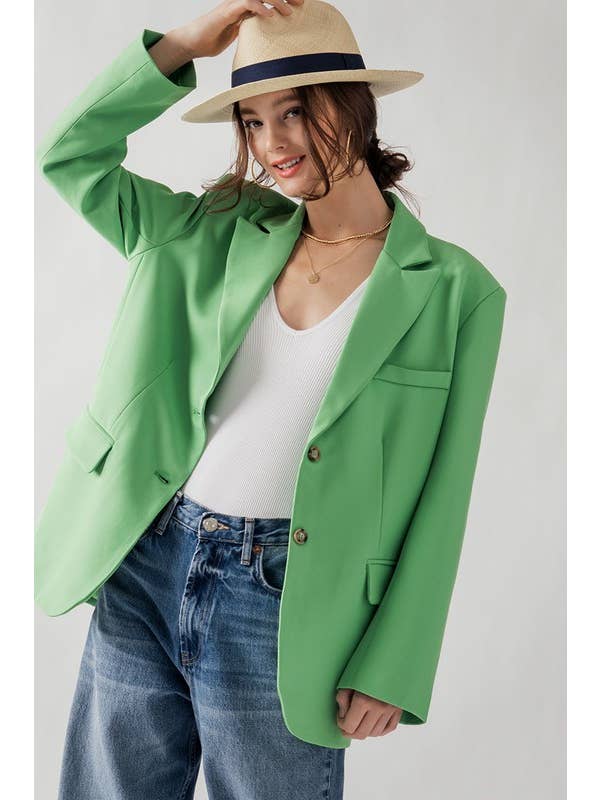 Urban Daizy - Green OVERSIZED LAPEL COLLAR BLAZER
