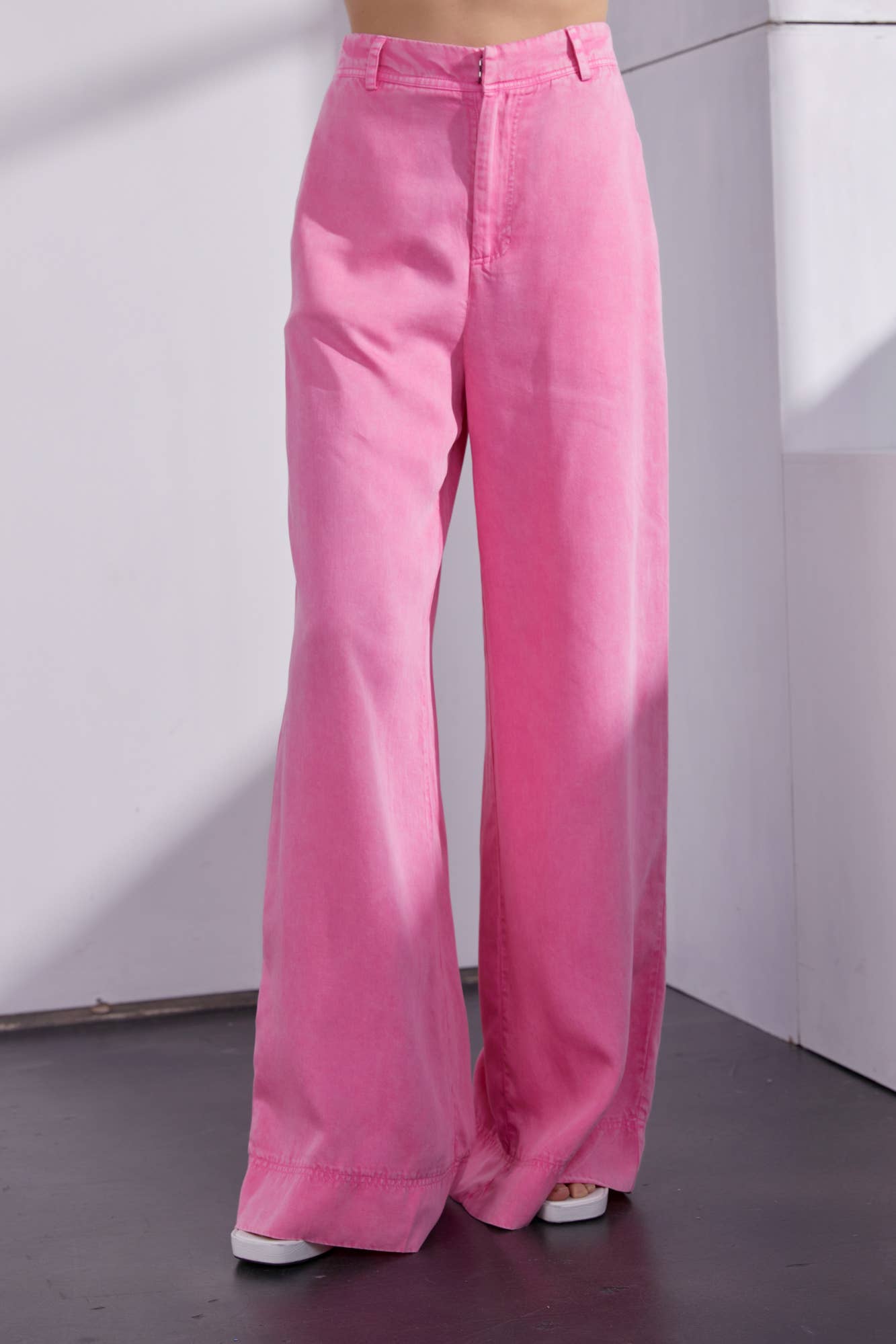 Mustard Seed - Candy Pink Wide Leg Pants High Waist