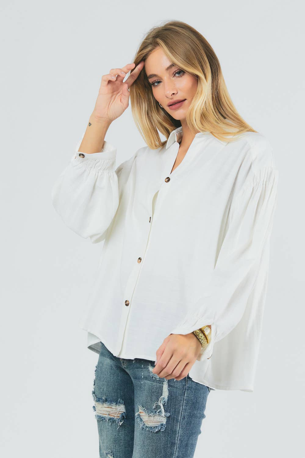 Davi & Dani - WHITE BABYDOLL TOP AND JACKET