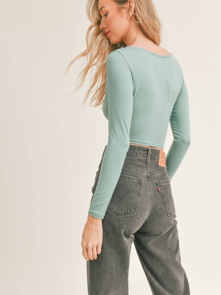 Sadie & Sage - Aurora Long Sleeve Tee: DUSTY JADE
