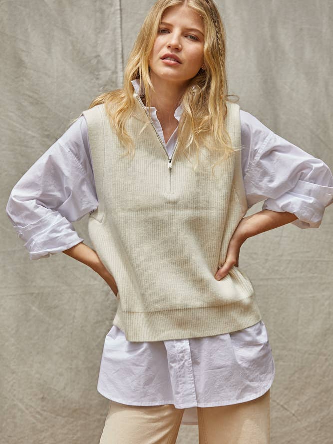 Bethany Sweater Vest Ivory - By Together