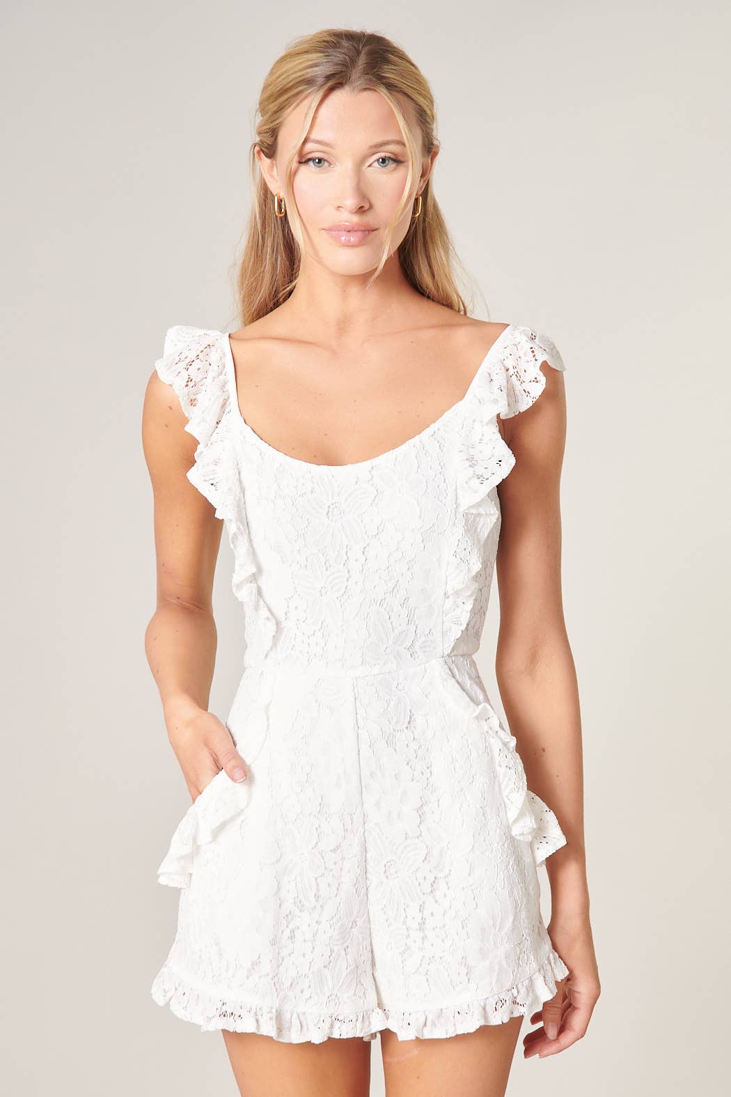 Sugarlips - Love Letter Ruffle Lace Romper White