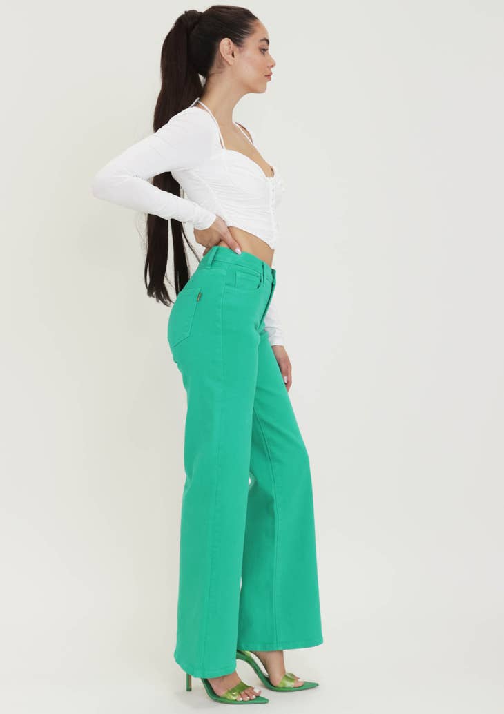 Vibrant M.i.U - Green VBRT Color Wide Jeans