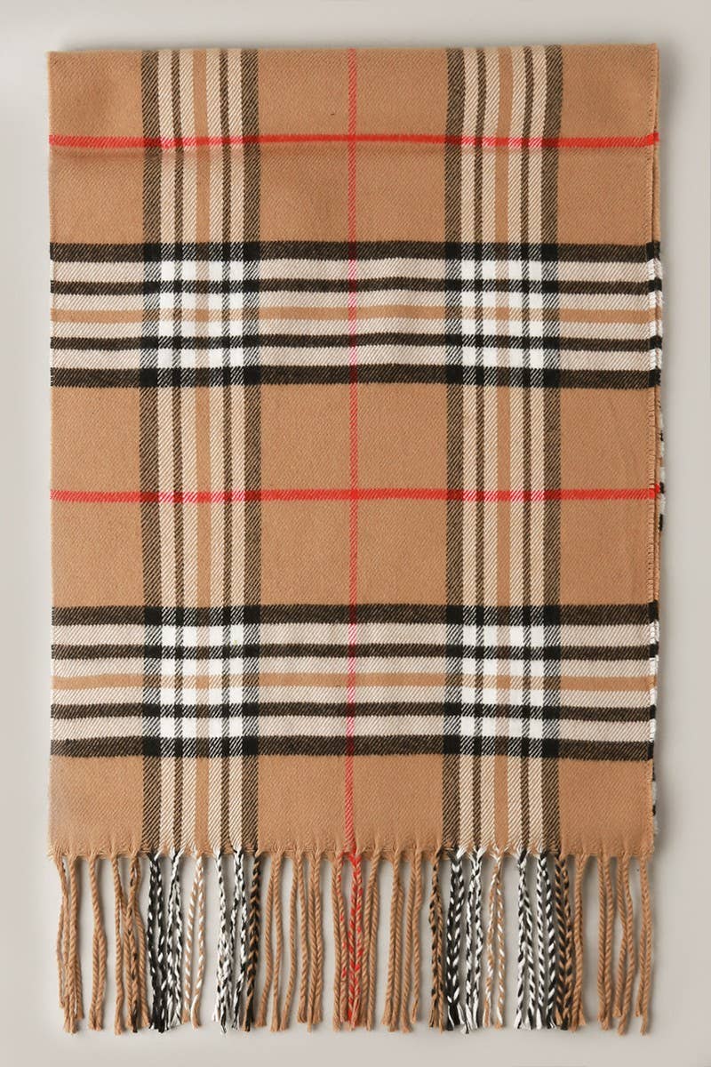 FS: Ivory Giant Check Cashmere Feel Muffler Scarf