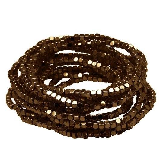 Beaded Bracelets (Set of 15)  Gold