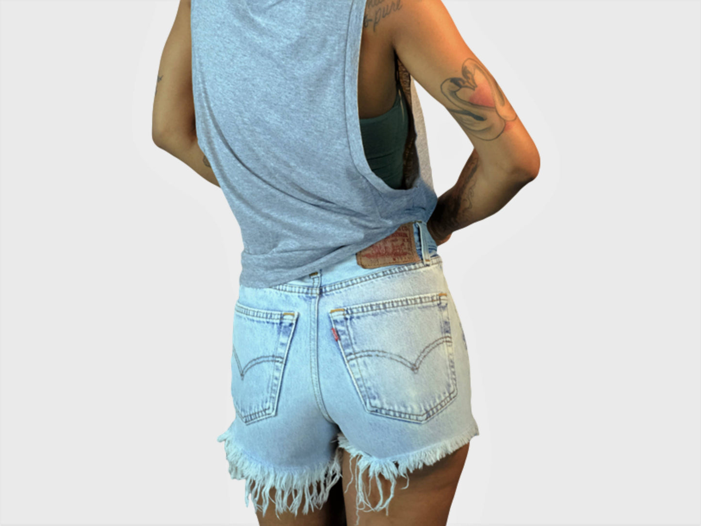 Sun's Out! - High-Rise Upcycled Denim Cutoff Shorts - Original