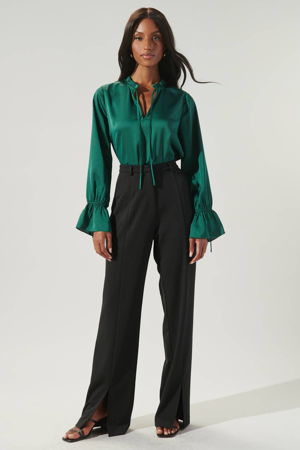 Sugarlips - Chateau Satin Ezra Split Neck Blouse