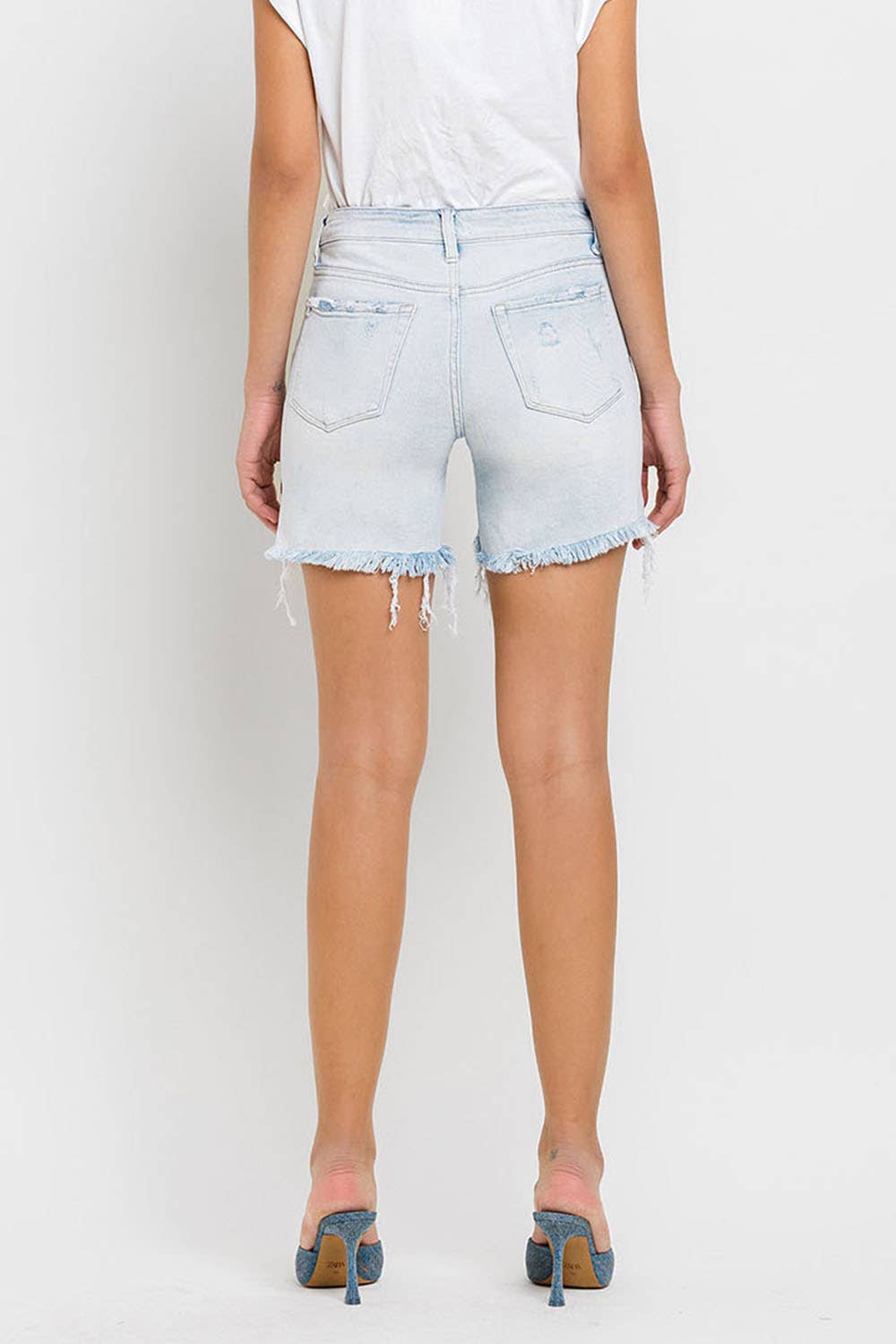 VERVET by FLYING MONKEY - MID RISE DISTRESSED STRETCH SHORTS