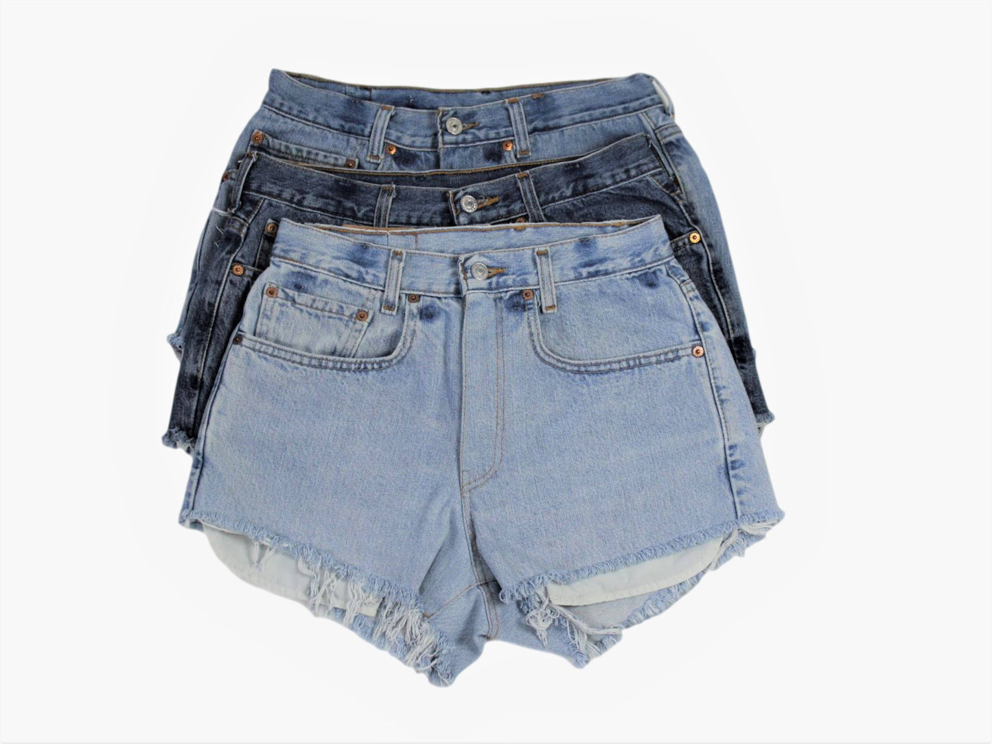 Sun's Out! - High-Rise Upcycled Denim Cutoff Shorts - Original