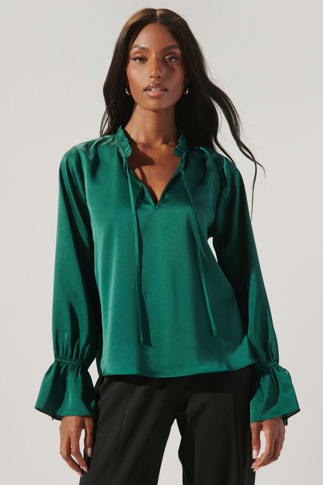 Sugarlips - Chateau Satin Ezra Split Neck Blouse