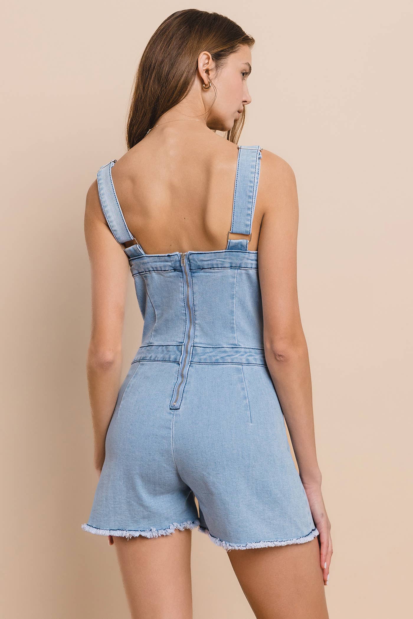 WISTERIA LANE - DENIM ROMPER WITH BUTTON DOWN DETAIL