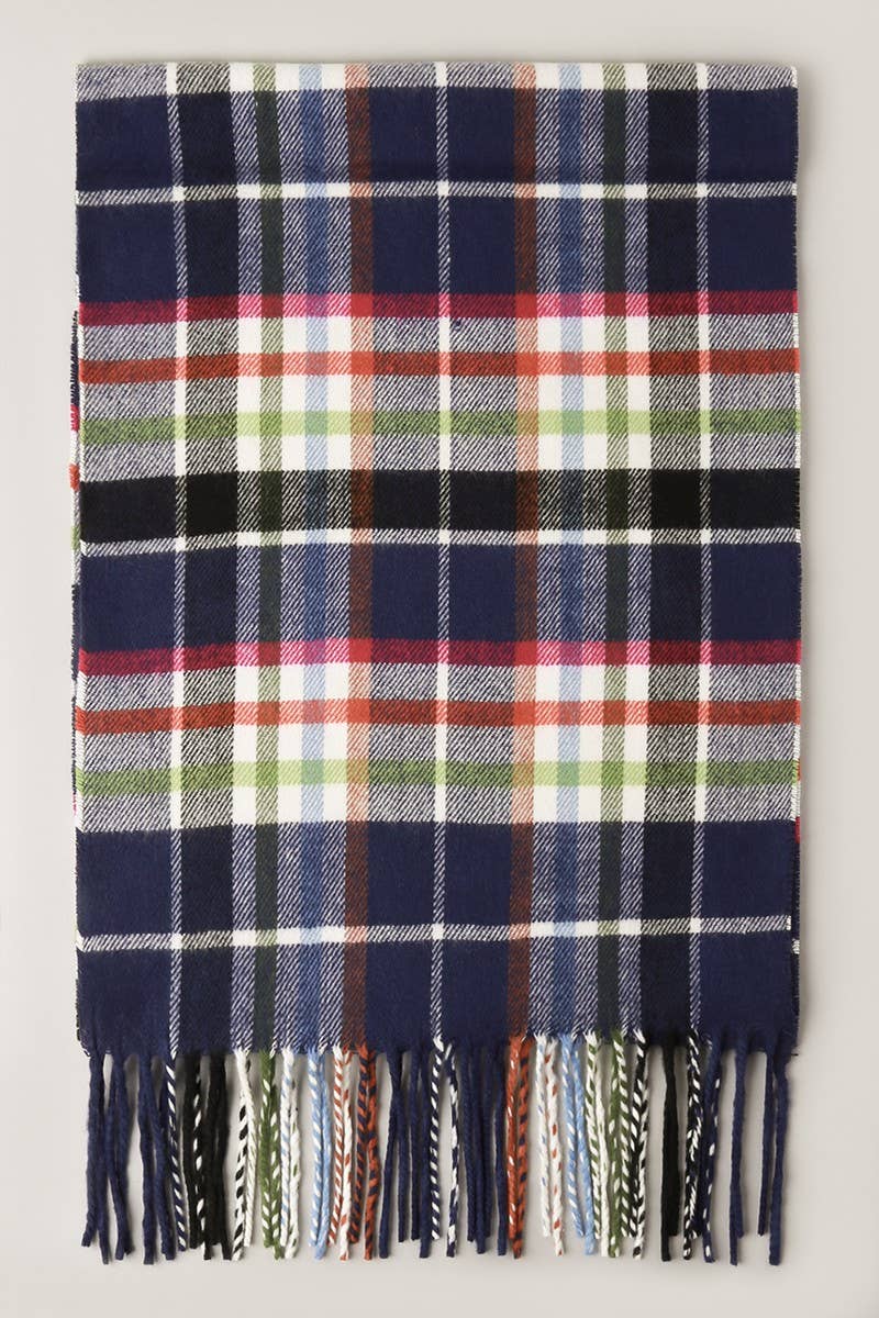 FS: Blue Giant Check Cashmere Feel Muffler Scarf/LT.BLUE